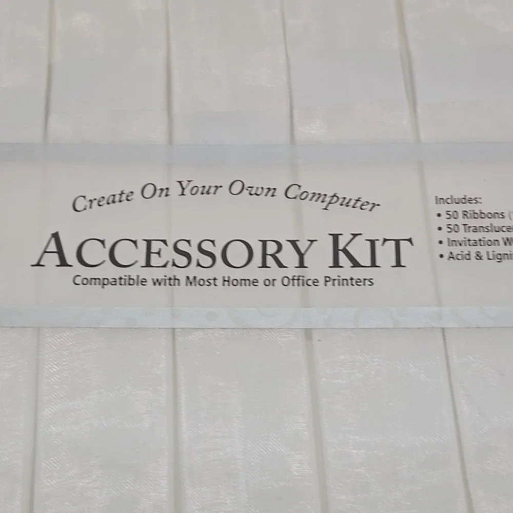 Gartner Studios VELLUM & RIBBON Accessory Kit - 50 count - WHITE 3+ Packs